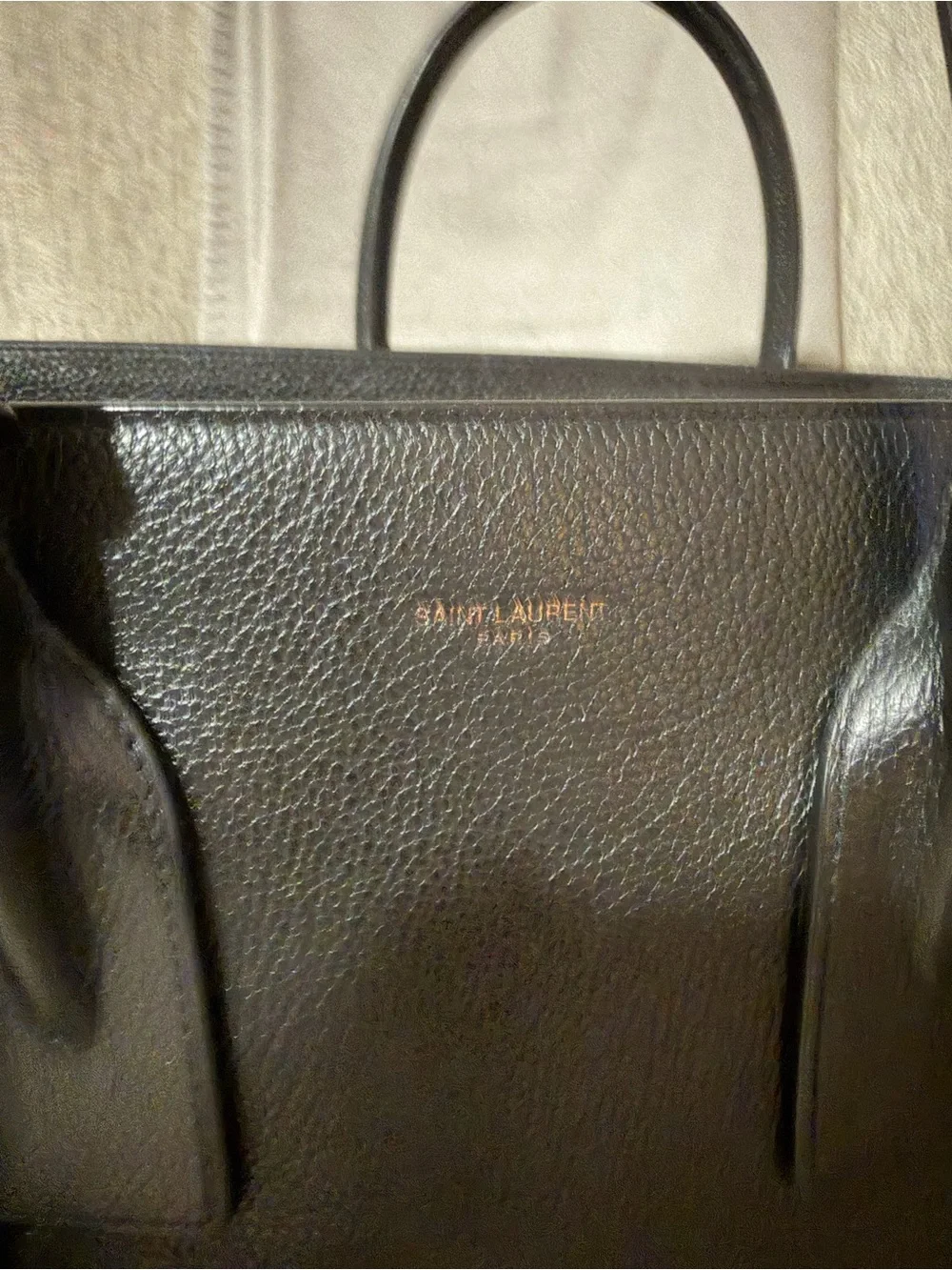 Saint Laurent Black Grained Leather Briefcase Tote - Sac De Jour Large Thin